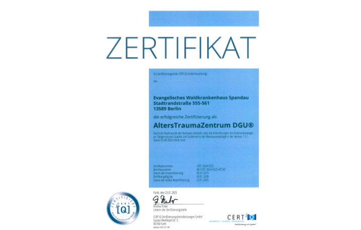 Zertifikat: AltersTraumaZentrum DGU® Zertifikat: AltersTraumaZentrum DGU®