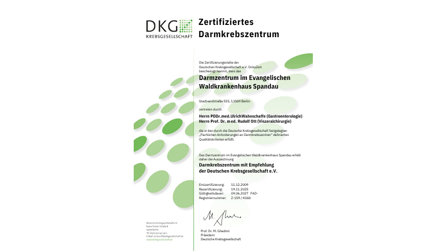 Zertifikat: Darmkrebszentrum Zertifikat: Darmkrebszentrum