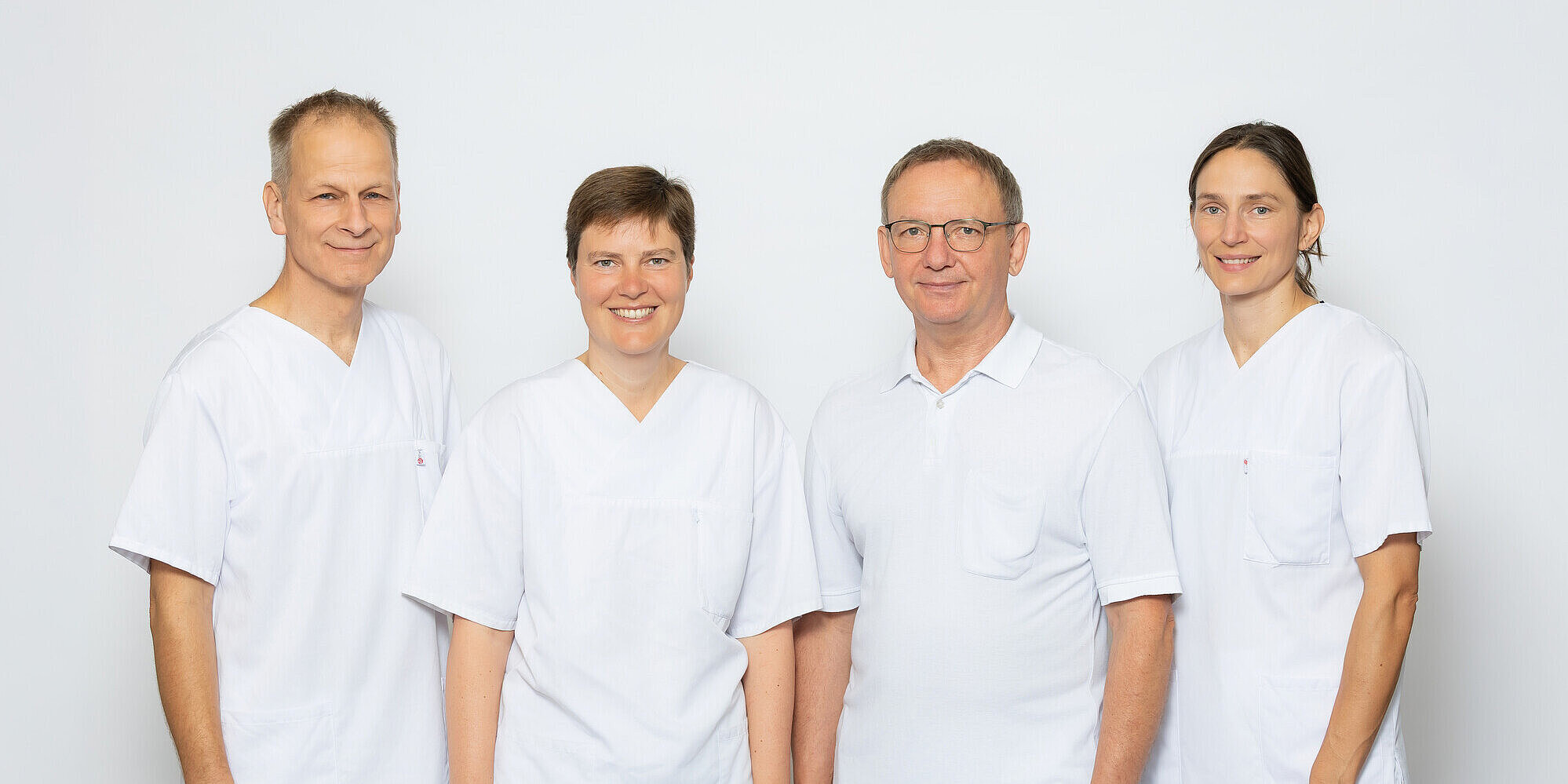 Team des Departments Pneumologie und Infektiologie: Dr. med. Jakob Borchardt (Leitung), Dr. med. Ulrike Hahn, Dr. med. Viktor Kimmel, Dr. med. Alexandra Müller (v.l.n.r.)