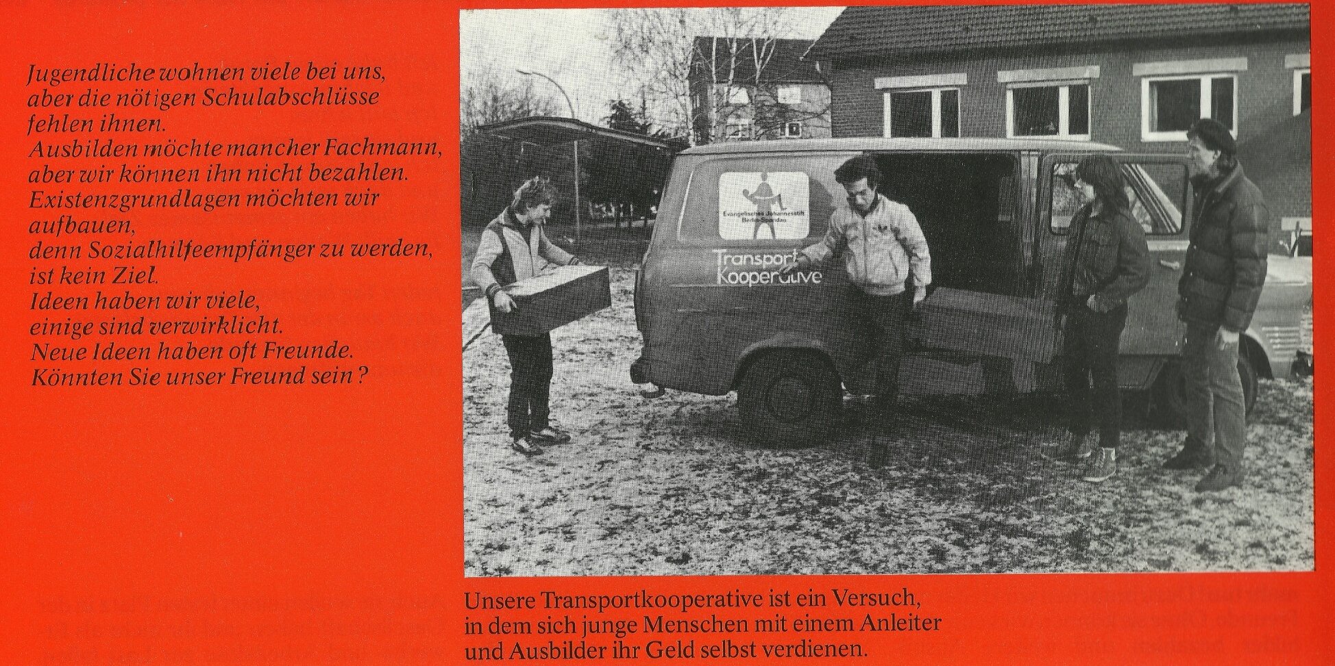 Ein Flyer der Transportkooperative aus dem historischen Archiv.