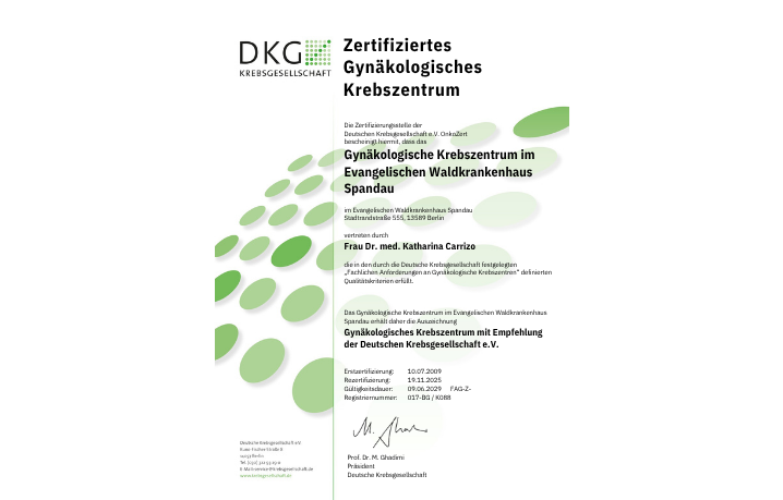 Zertifikat: Gynäkologisches Krebszentrum Zertifikat: Gynäkologisches Krebszentrum
