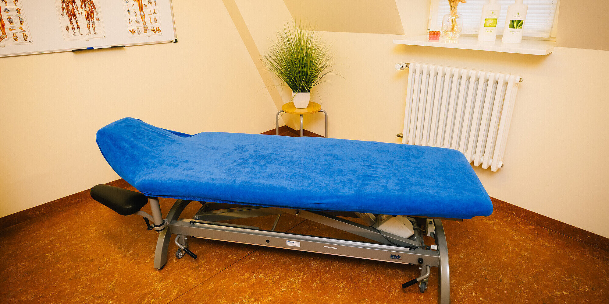 Das Team des Sport- und Rehazentrums begleitet Patient*innen aus allen medizinischen Fachdisziplinen. Massageliege in einem Raum
