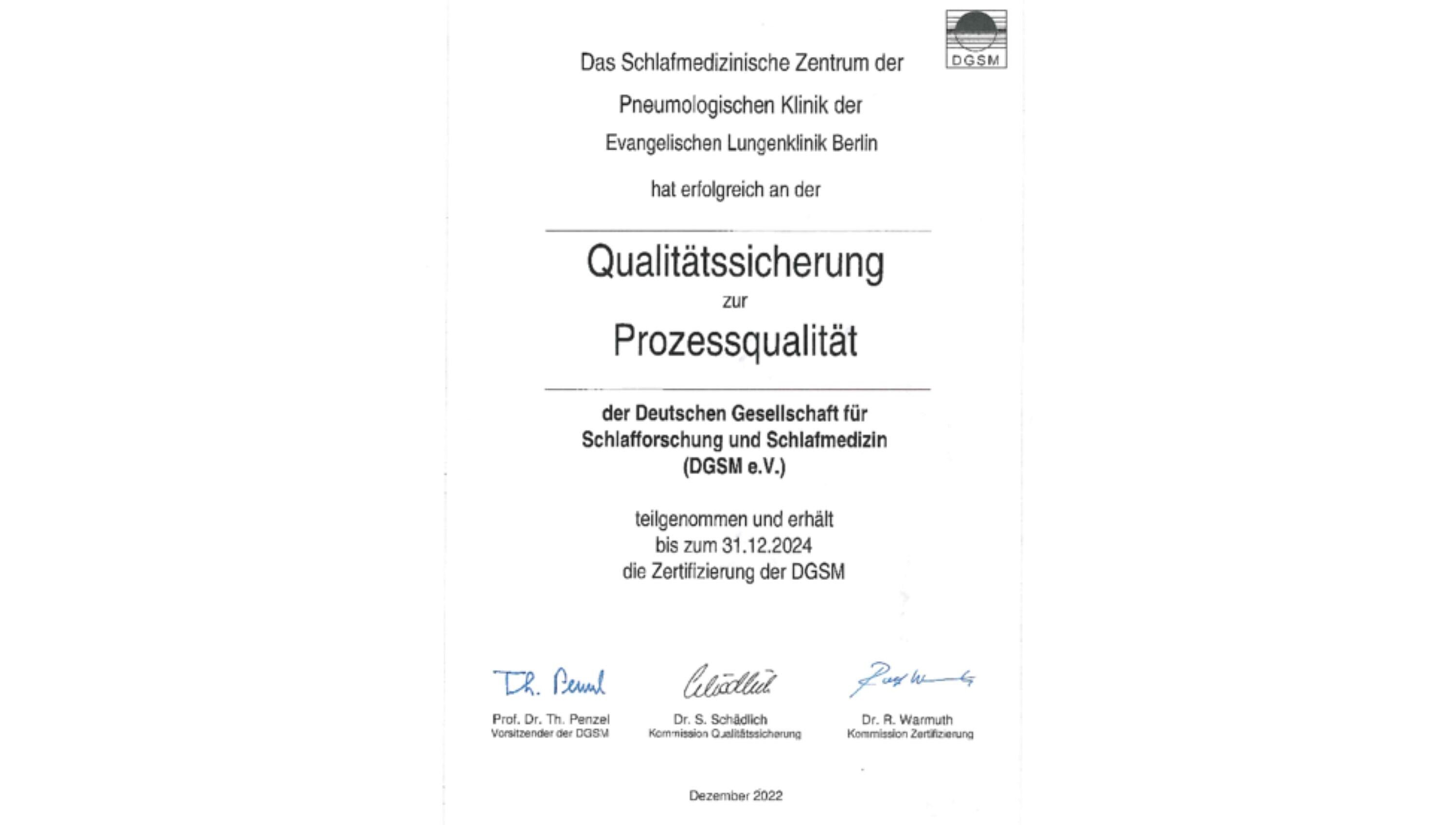 Akkreditierung „Schlafmedizinisches Zentrum"