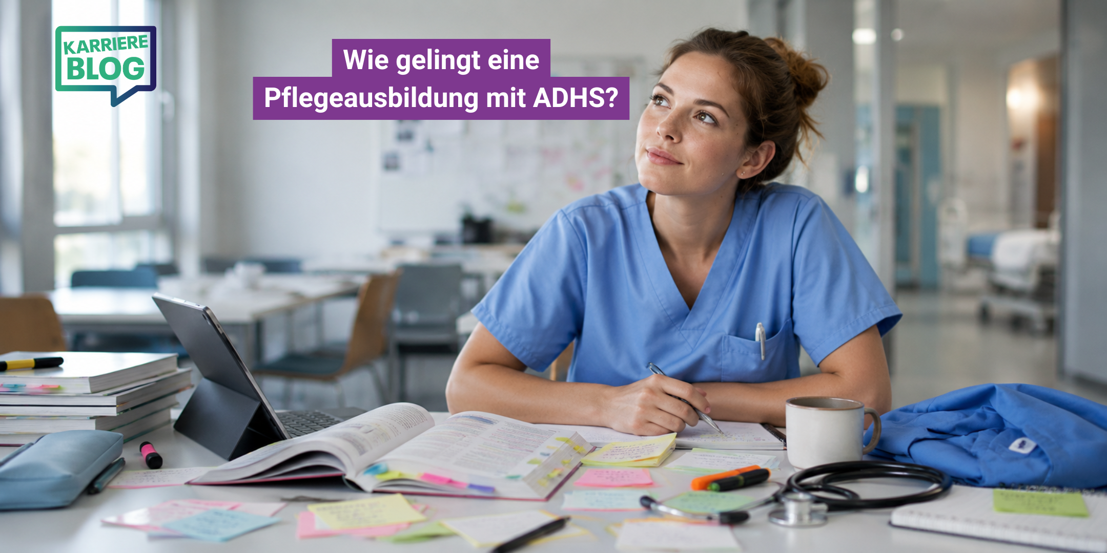 Headerbild zum Karriereblog zum Thema „Ausbildung zur Pflegefachkraft mit ADHS Diagnose"