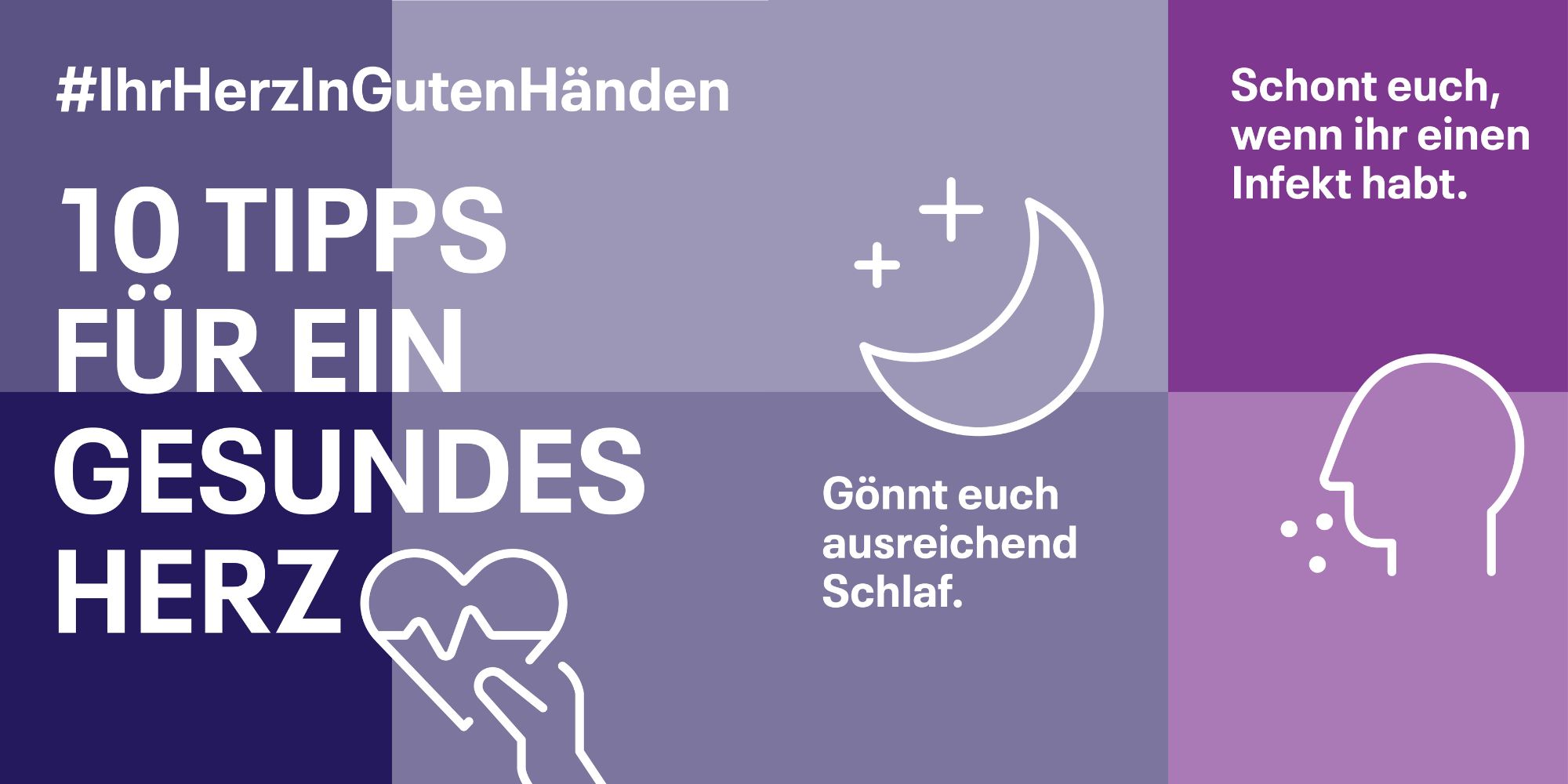 Tafel mit dem Titel: Zehn Tipps für ein gesundes Herz