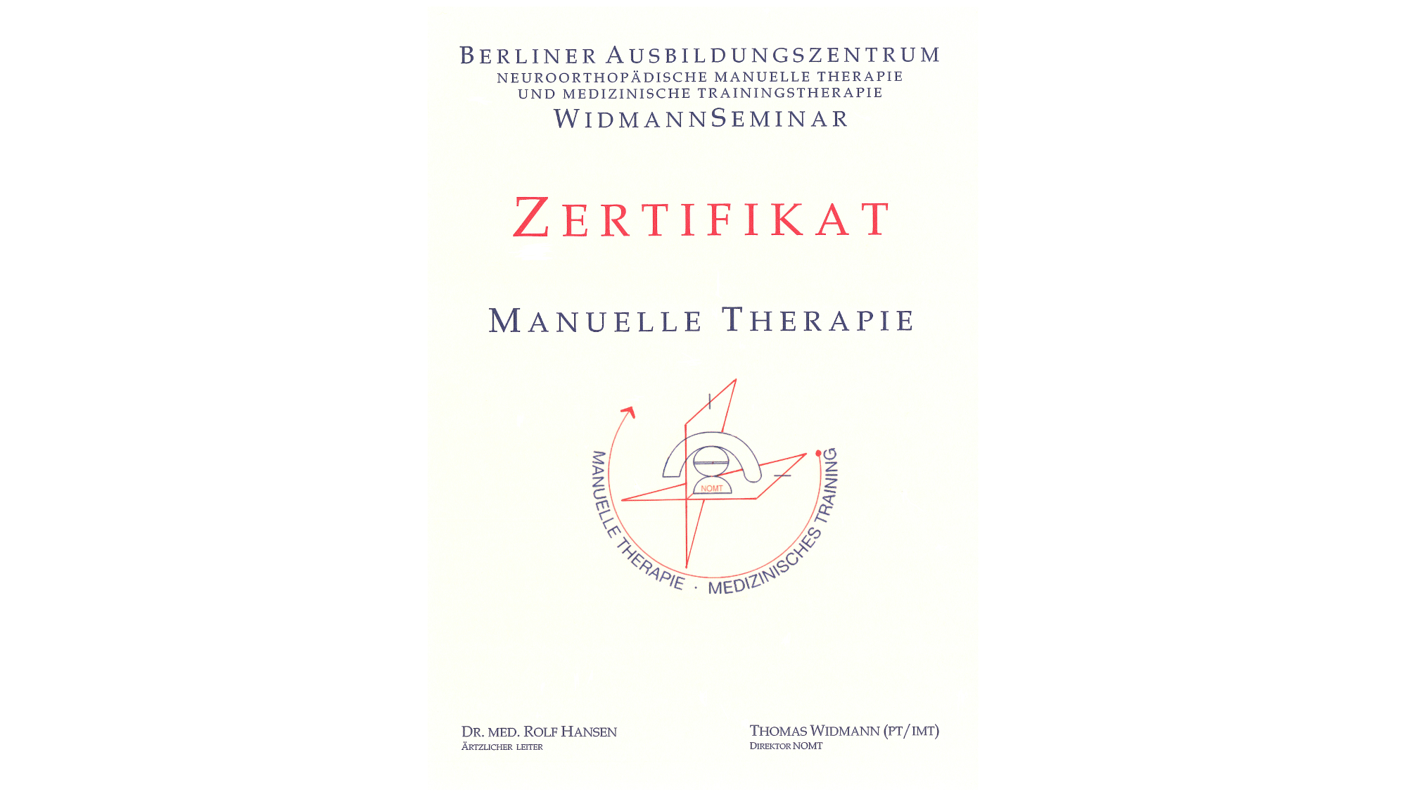 Zertifikat: Manuelle Therapie