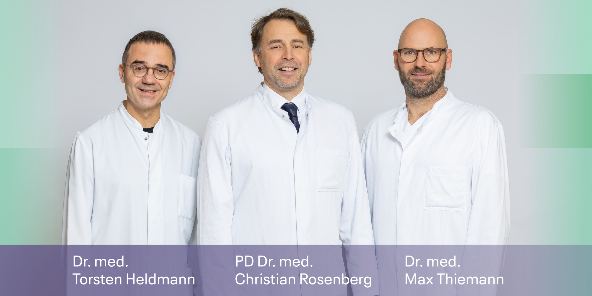 Dr. med. Torsten Heldmann (Leitung Angiologie), PD Dr. med. Christian Rosenberg (Chefarzt der Klinik für Bildgebende Diagnostik und Interventionsradiologie), Dr. med. Max Thiemann (Chefarzt der Klinik für Gefäß- und Endovaskularchirurgie)