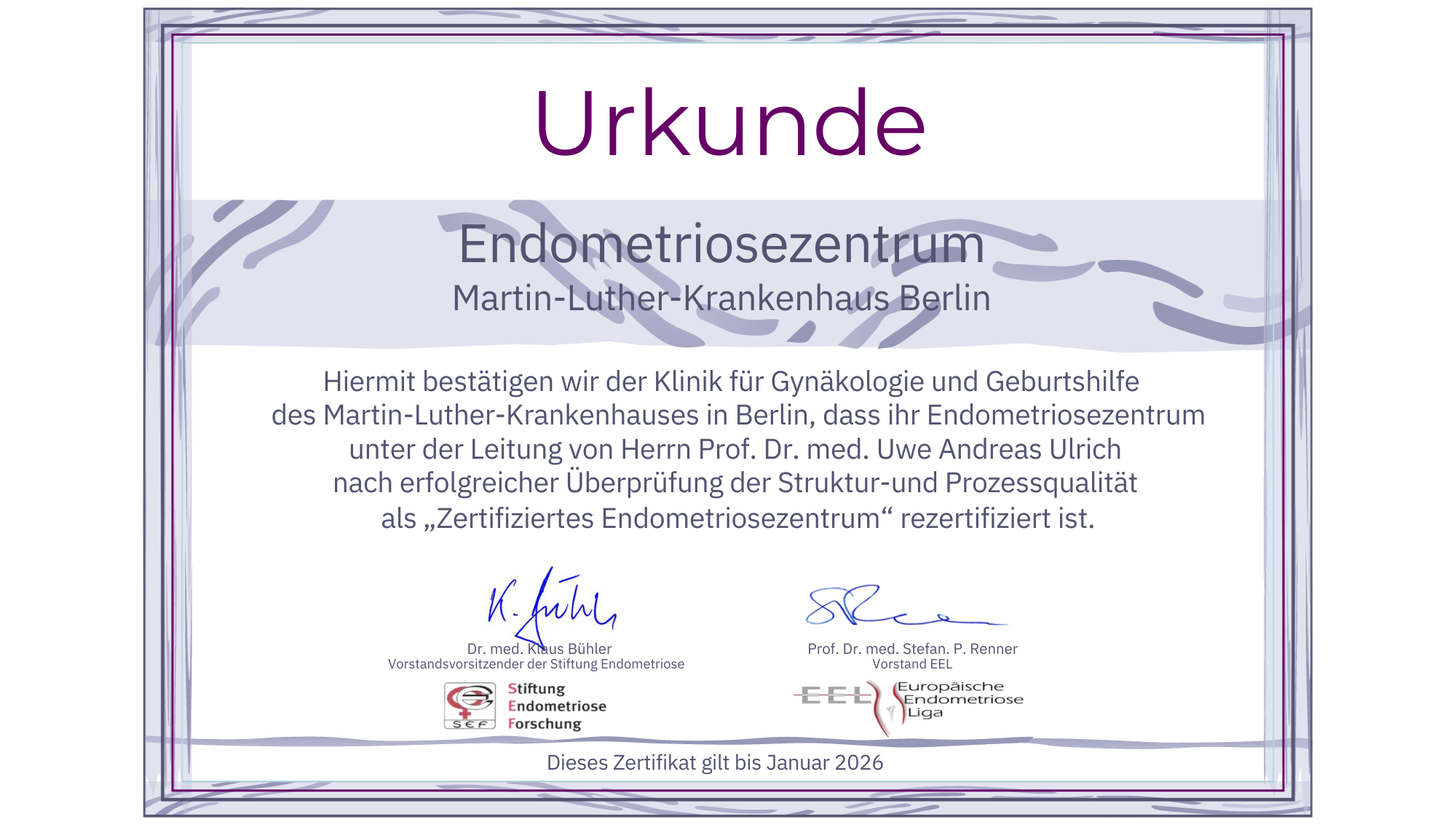 Zertifikat: Endometriosezentrum
