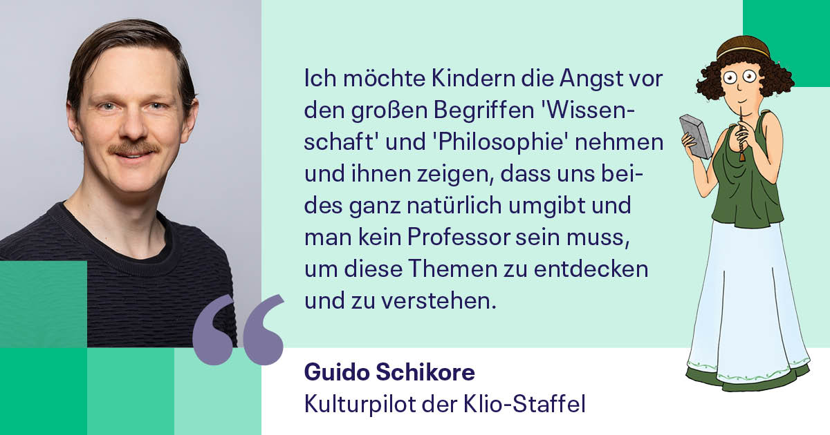 Guido Schikore Porträt von Guido Schikore mit Zitat: Kindern Wissenschaft und Philosophie angstfrei und spielerisch vermitteln.