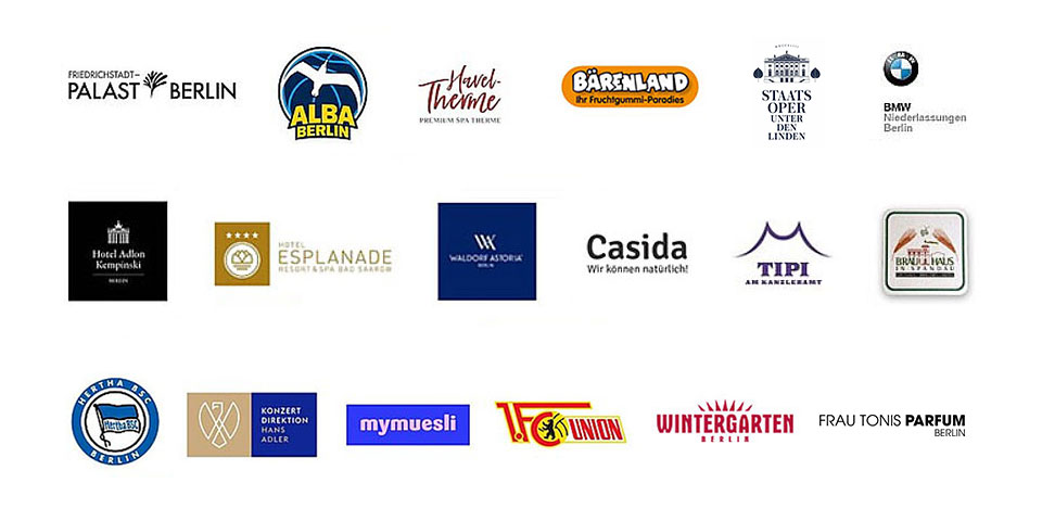 Unsere Unterstützer*innen Verschiedene Logos von Sponsoren der Tombola